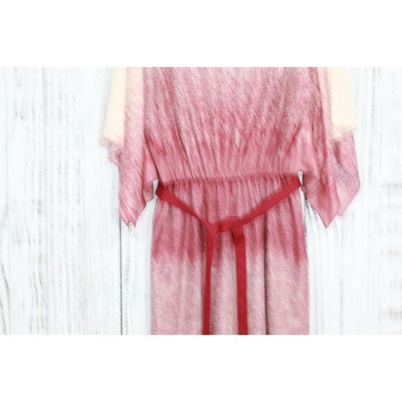 Vintage Lady Carol Ombre Tie Dye Belted Shirt Dress Maroon Cream Size XL - Picture 4 of 12